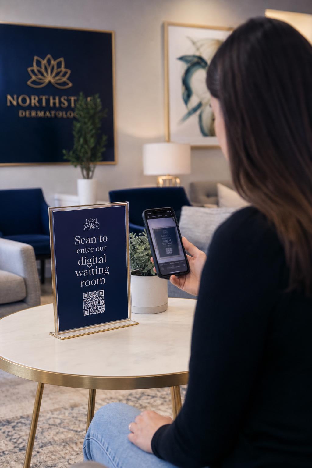 Customer scanning a QR code